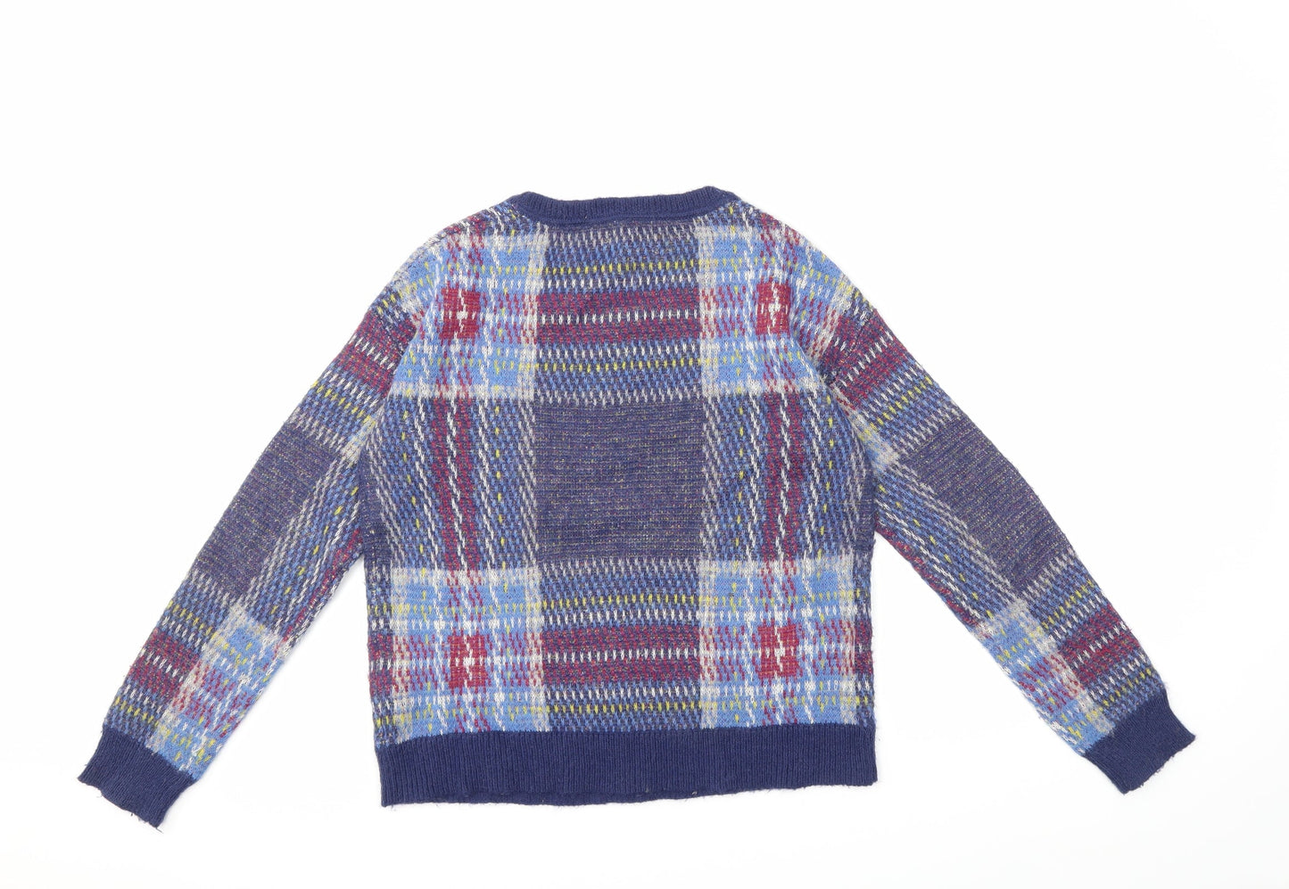 Johnnie B Boys Blue Check Knit Pullover Jumper Size 13 Years