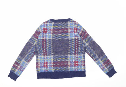 Johnnie B Boys Blue Check Knit Pullover Jumper Size 13 Years