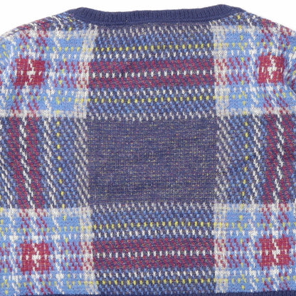 Johnnie B Boys Blue Check Knit Pullover Jumper Size 13 Years