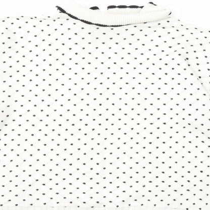 Preworn Womens White Polka Dot Knit Pullover Jumper Size L
