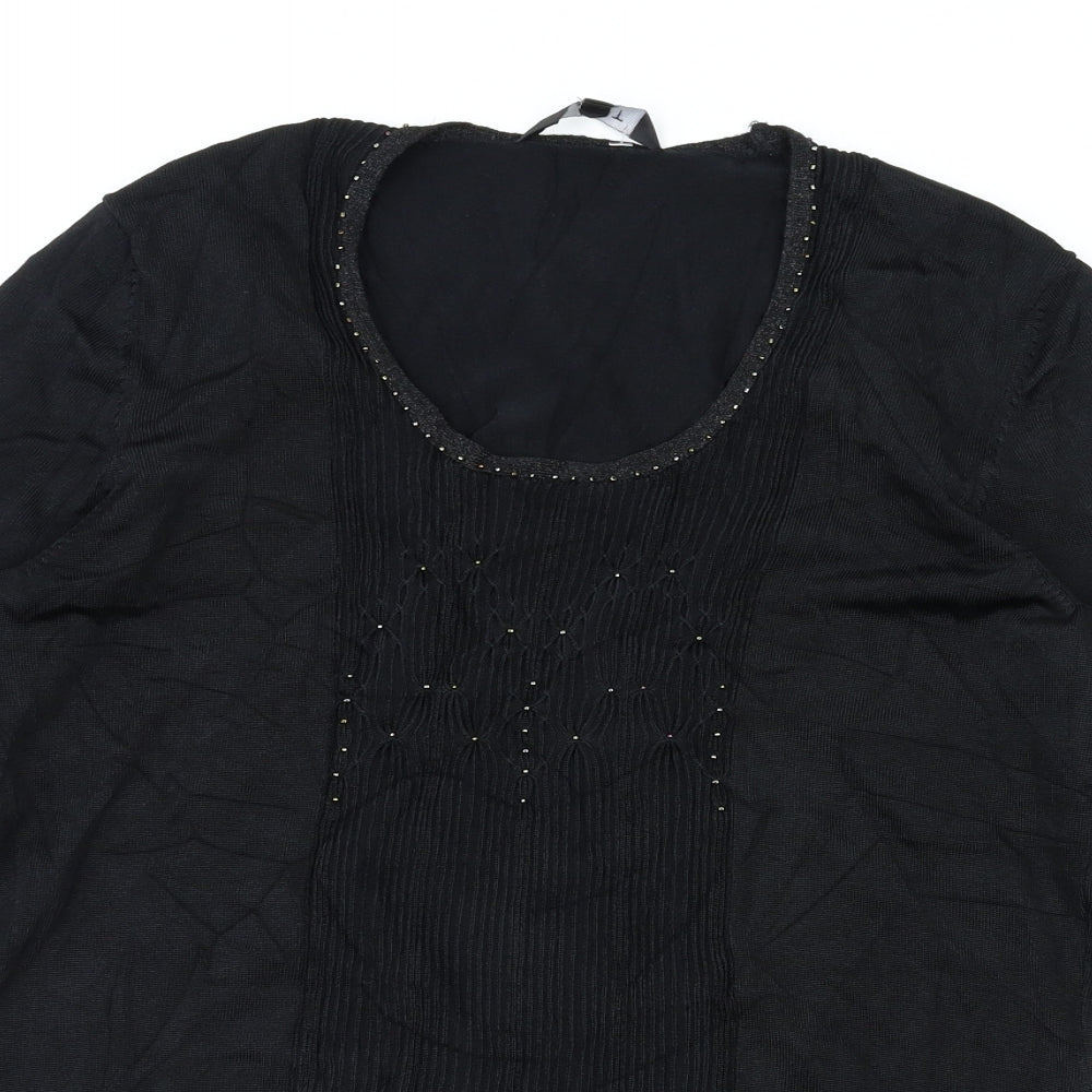 EAST Womens Black   Basic T-Shirt Size 14