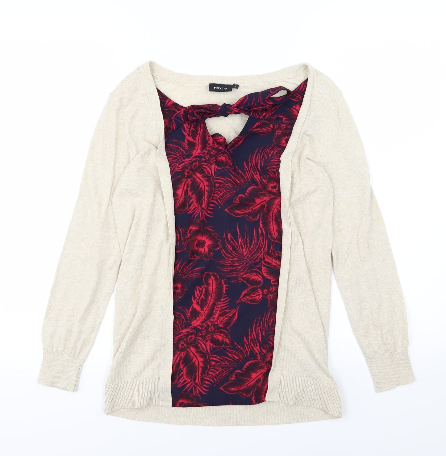 NEXT Womens Beige Floral Knit Pullover Jumper Size 6