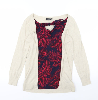 NEXT Womens Beige Floral Knit Pullover Jumper Size 6