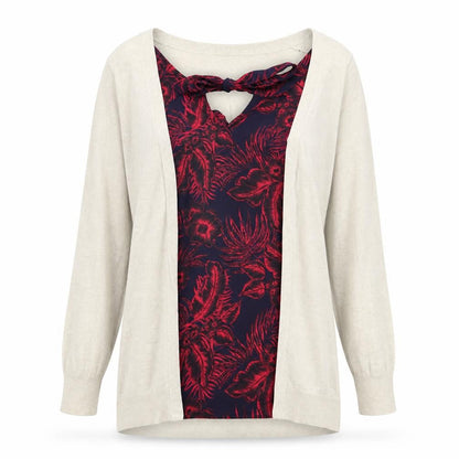 Next Womens Beige Floral Knit Pullover Jumper Size 6