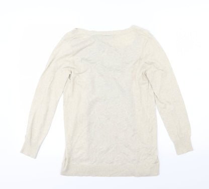 NEXT Womens Beige Floral Knit Pullover Jumper Size 6