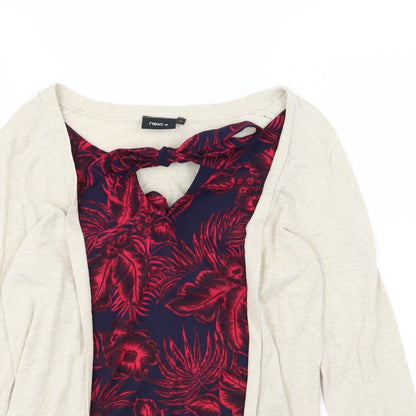 NEXT Womens Beige Floral Knit Pullover Jumper Size 6