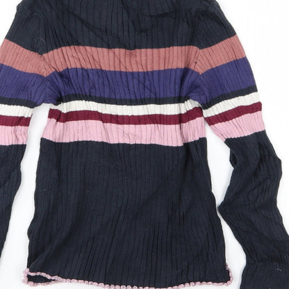 Marks and Spencer Girls Multicoloured Striped Knit Pullover Jumper Size 8-9 Years