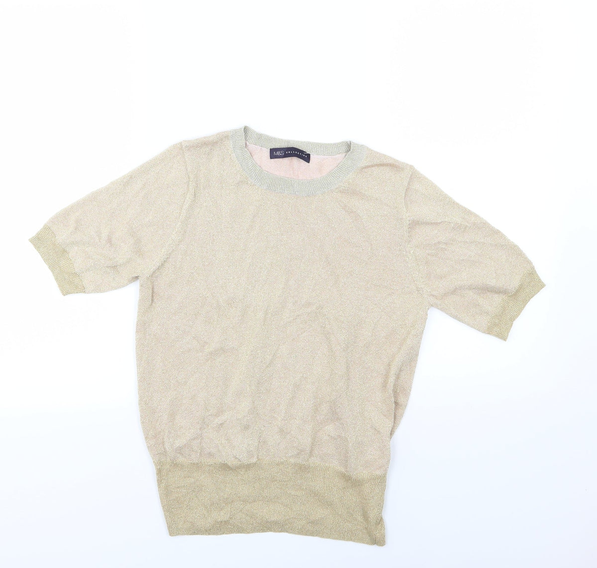 Marks & Spencer Womens Gold  Knit Pullover Jumper Size M