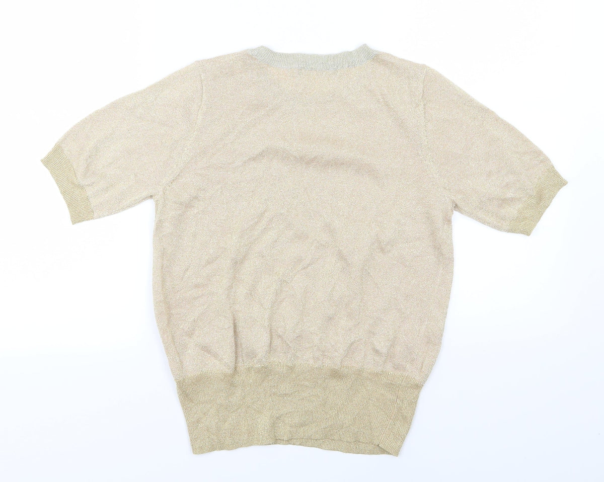 Marks & Spencer Womens Gold  Knit Pullover Jumper Size M