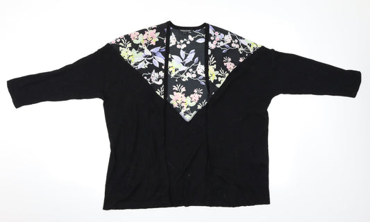 Warehouse Womens Black Floral  Cardigan Jumper Size S