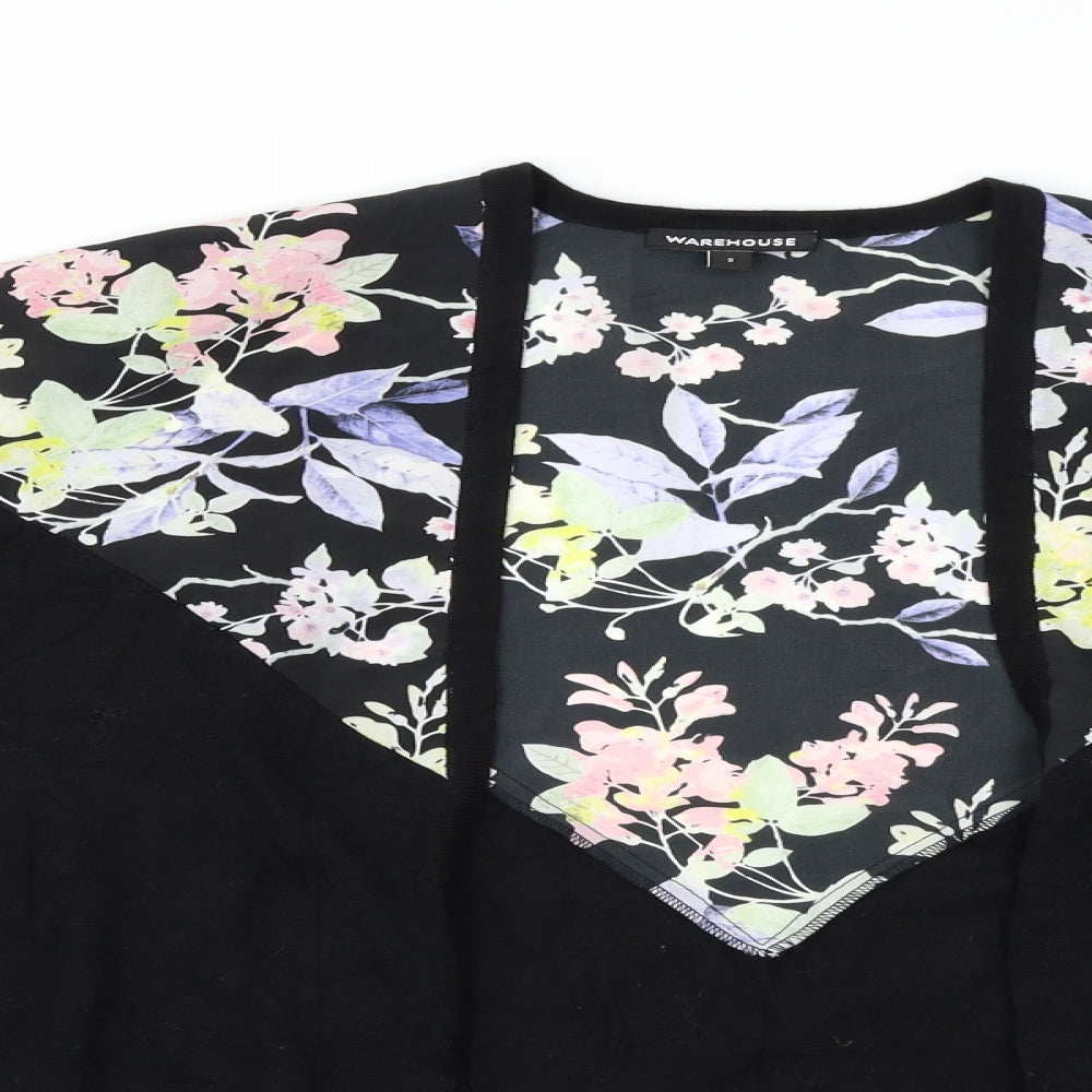 Warehouse Womens Black Floral  Cardigan Jumper Size S