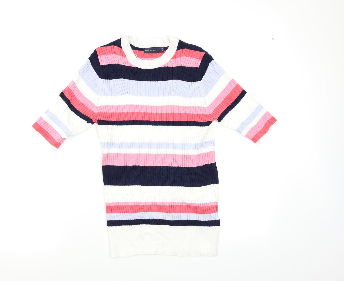 M&S Womens Multicoloured Striped  Pullover Jumper Size 10
