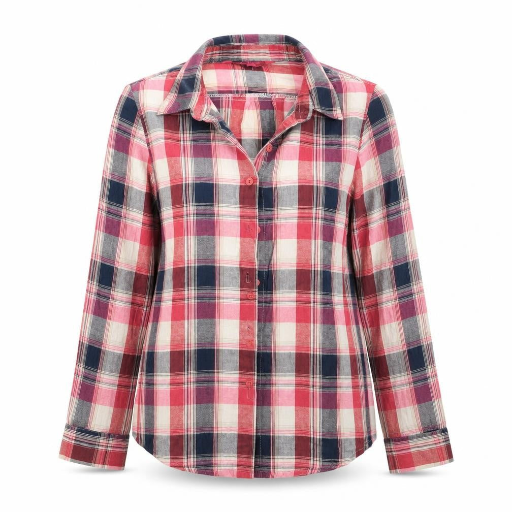 Boohoo Womens Pink Check  Basic Button-Up Size 8