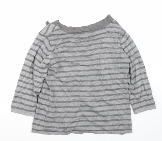 Alexandra Womens Grey Striped  Pullover Jumper Size M