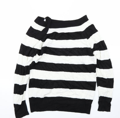 Topshop Womens White Striped  Pullover Jumper Size 10