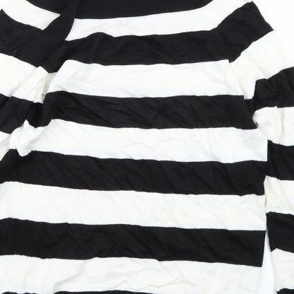 Topshop Womens White Striped  Pullover Jumper Size 10