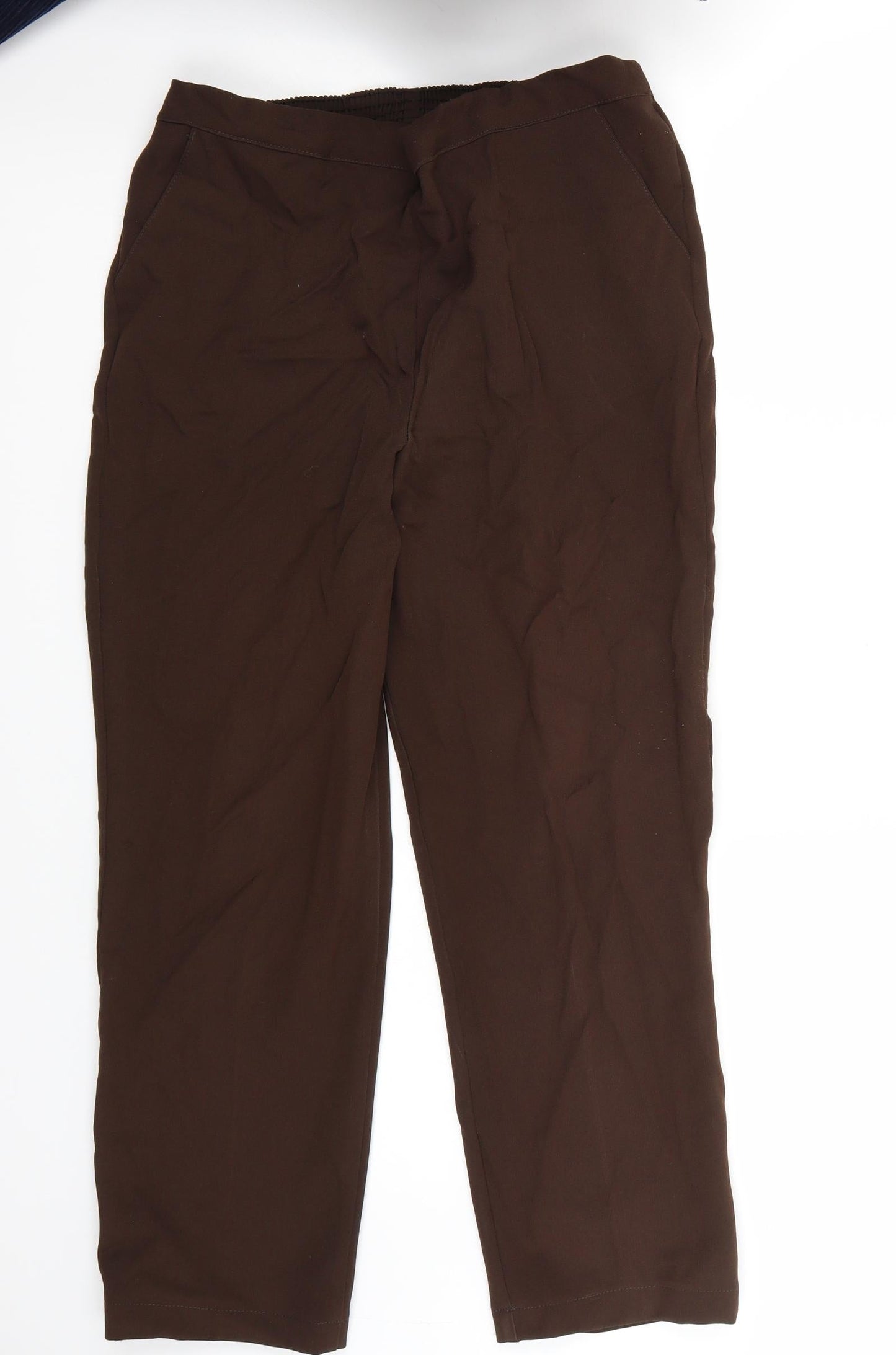 Womens UK Size 14 Preworn Regular Fit Cropped Brown Trousers
