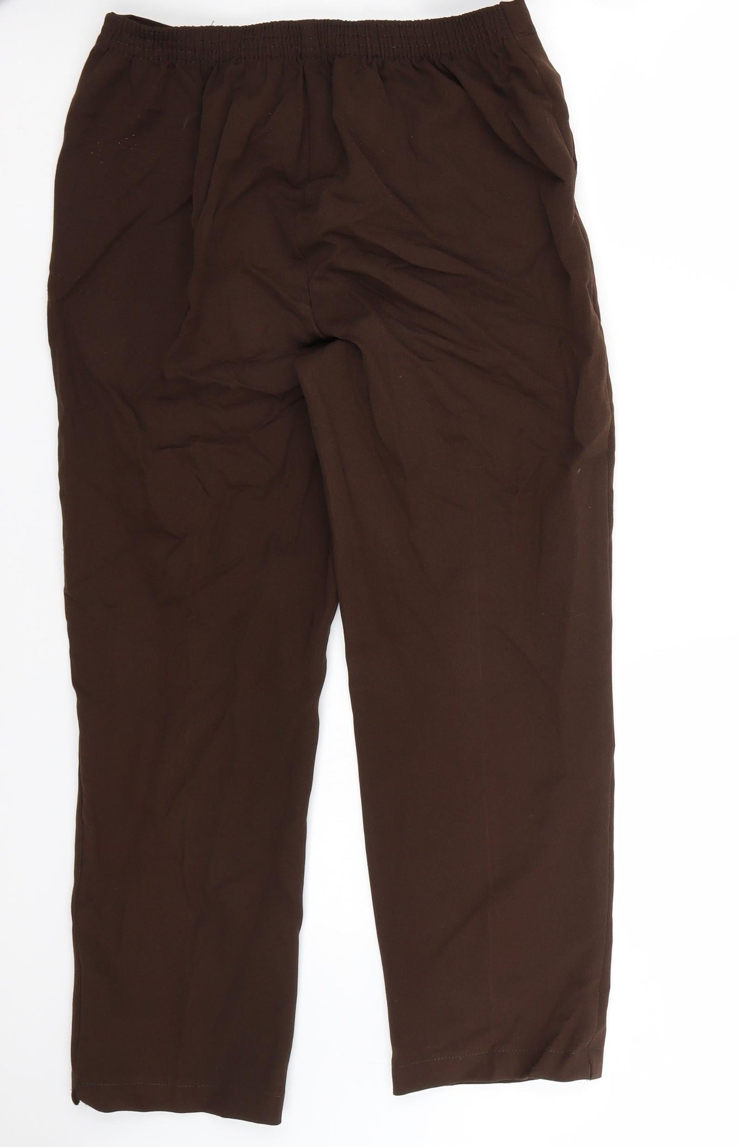 Womens UK Size 14 Preworn Regular Fit Cropped Brown Trousers
