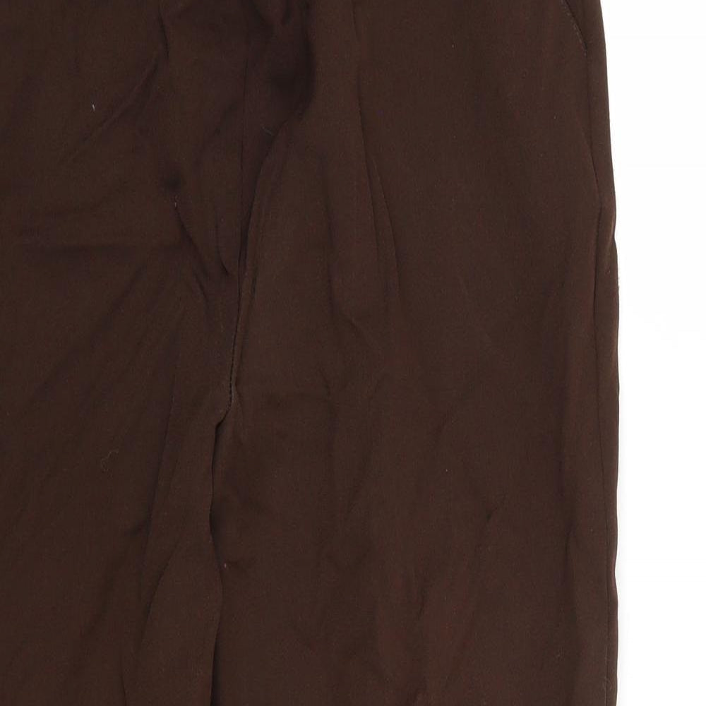 Womens UK Size 14 Preworn Regular Fit Cropped Brown Trousers