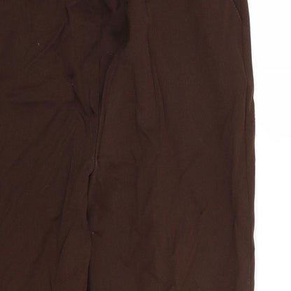 Womens UK Size 14 Preworn Regular Fit Cropped Brown Trousers