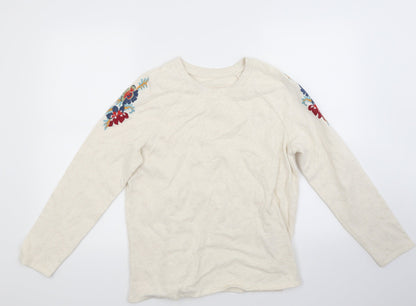 Avon Womens Ivory Floral  Pullover Sweatshirt Size 10