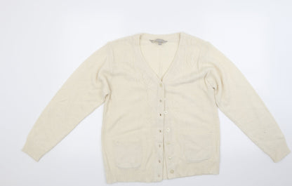 Akal Collection Womens White   Cardigan Jumper Size M