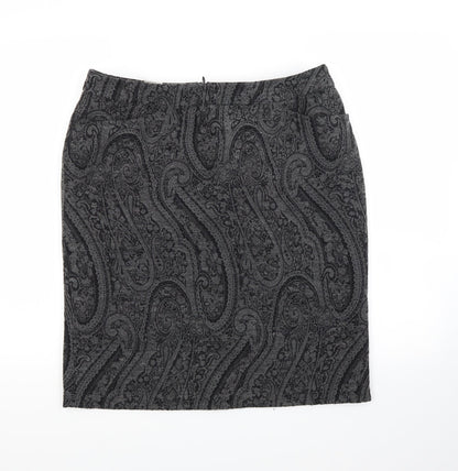 Alex & Co Womens Grey Paisley  A-Line Skirt Size 14