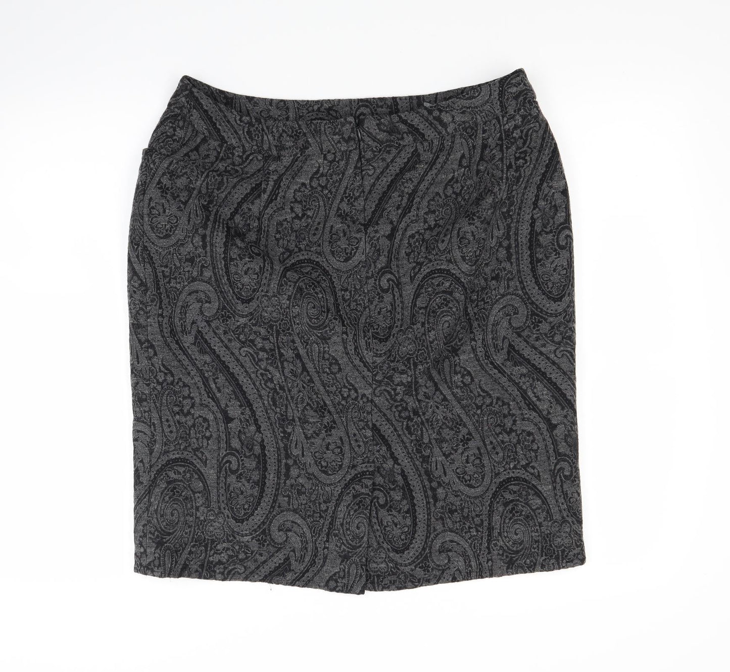 Alex & Co Womens Grey Paisley  A-Line Skirt Size 14