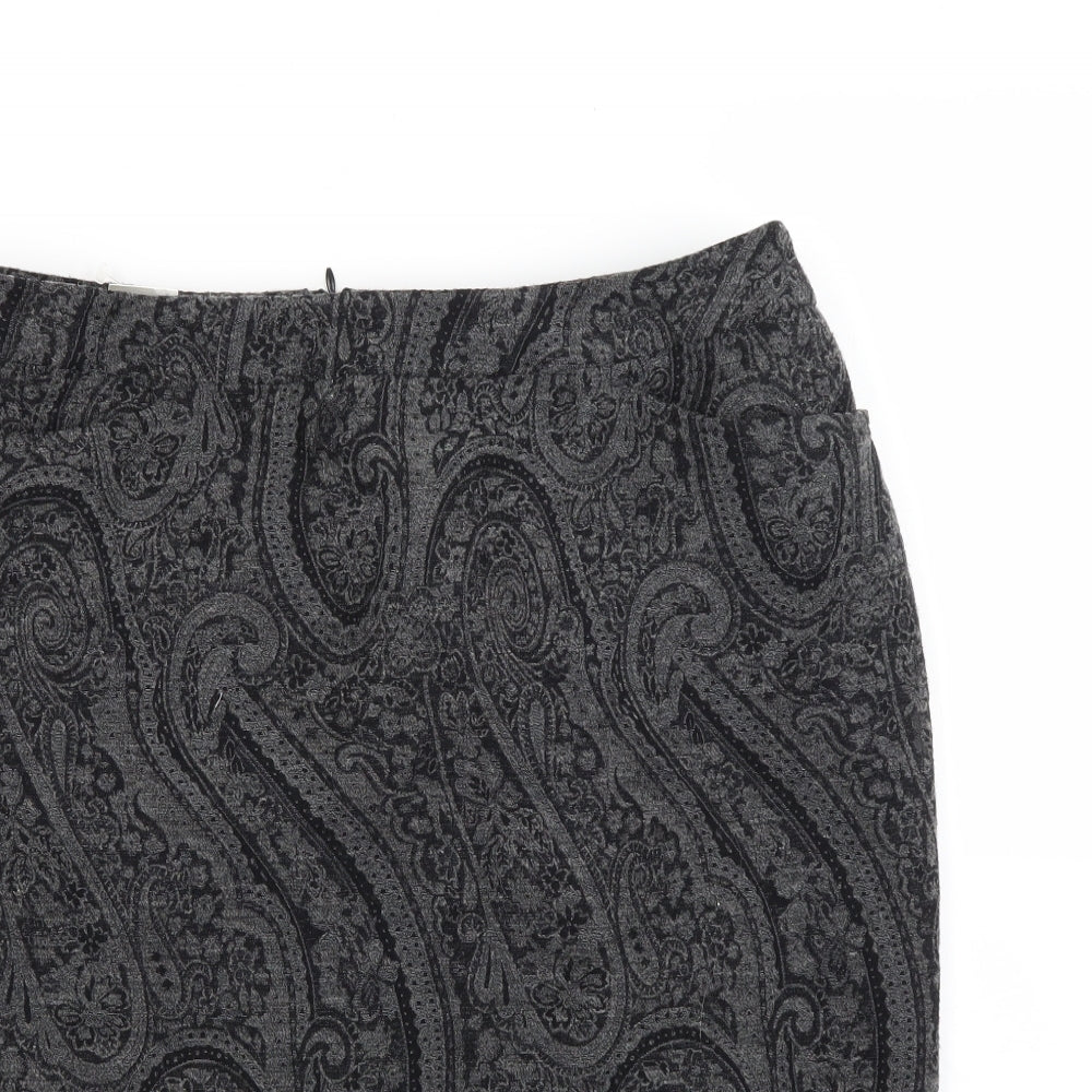 Alex & Co Womens Grey Paisley  A-Line Skirt Size 14