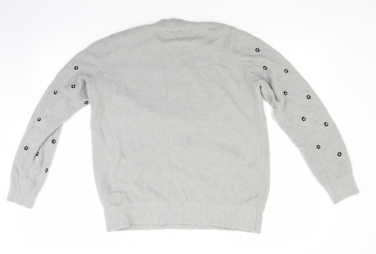 Amara Womens Grey Floral  Pullover Jumper Size 8
