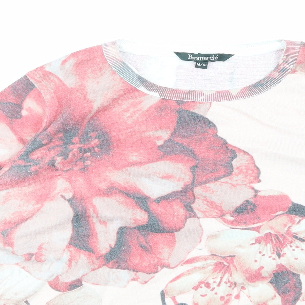 Womens UK Size 16 Bonmarché Pink Basic T-Shirt