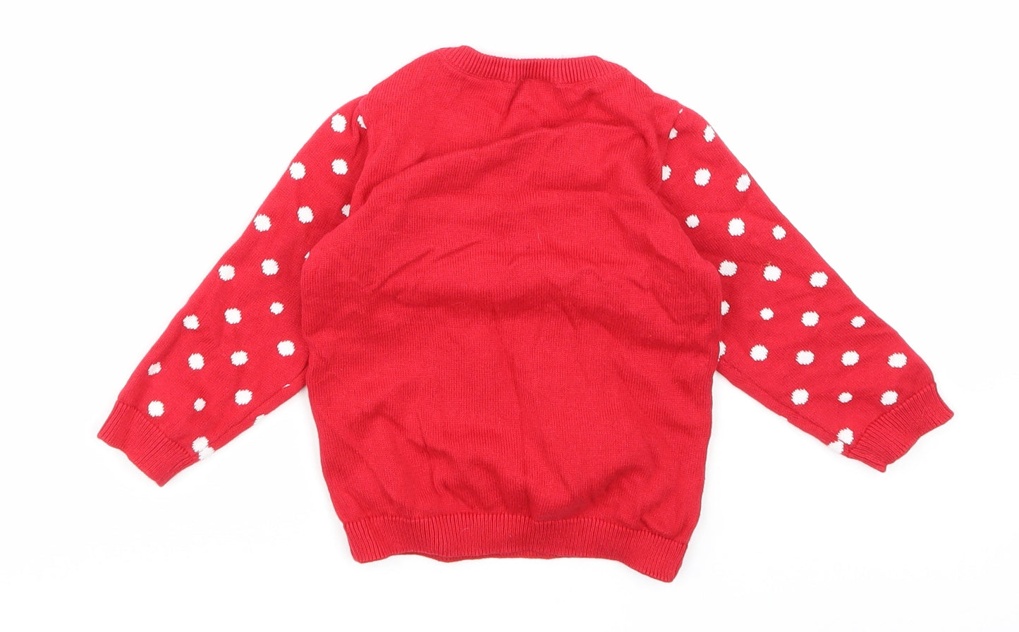 So Cute Girls Red Polka Dot  Pullover Jumper Size 12-18 Months
