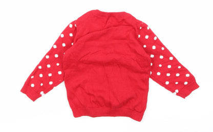 So Cute Girls Red Polka Dot  Pullover Jumper Size 12-18 Months