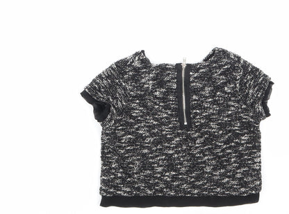 Girlswear Girls Black Colourblock  Cropped T-Shirt Size 6 Years