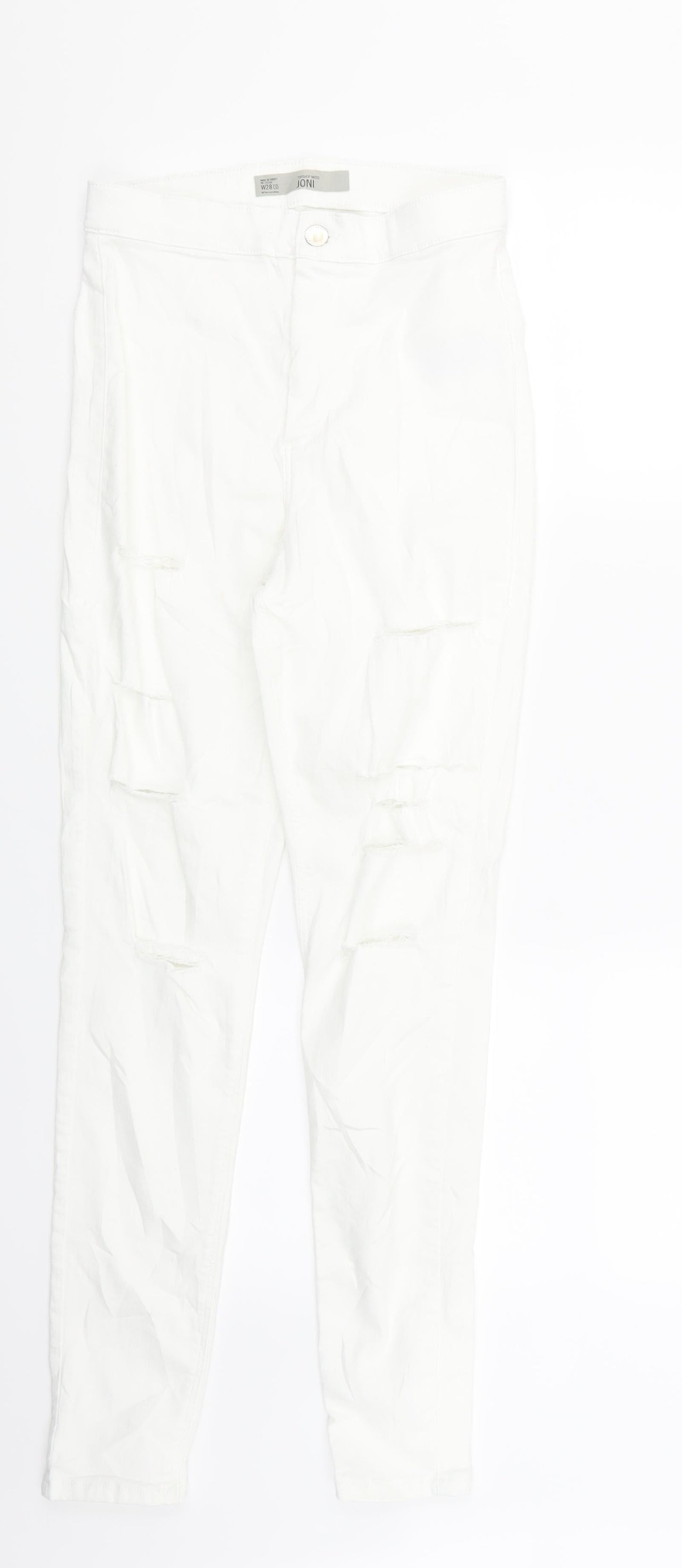 Topshop Womens White   Skinny Jeans Size 28 in L32 in - Ripped distressed Look