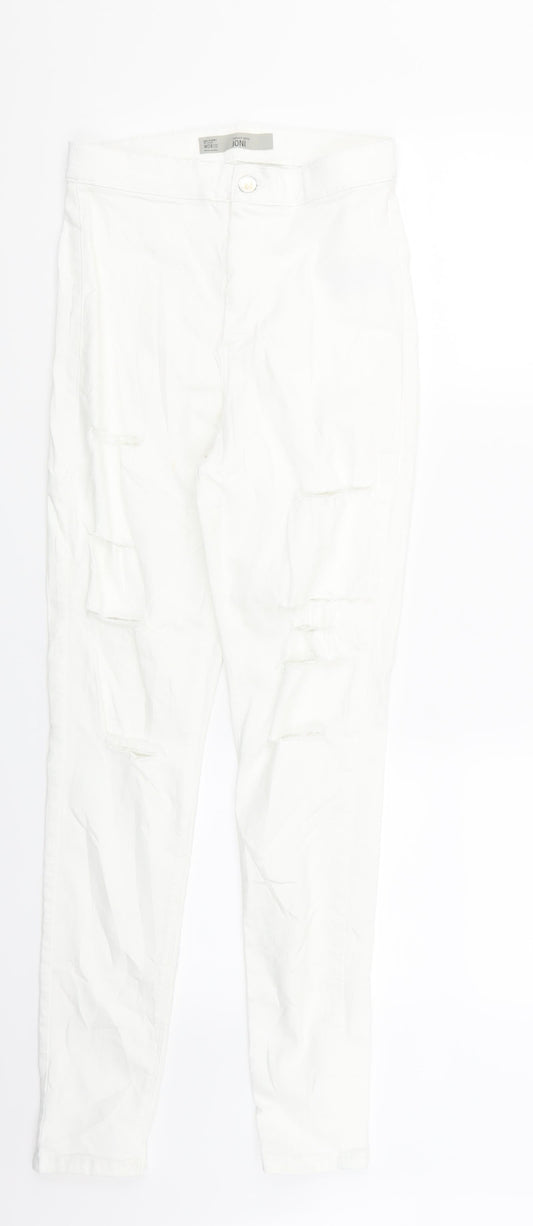 Topshop Womens White   Skinny Jeans Size 28 in L32 in - Ripped distressed Look