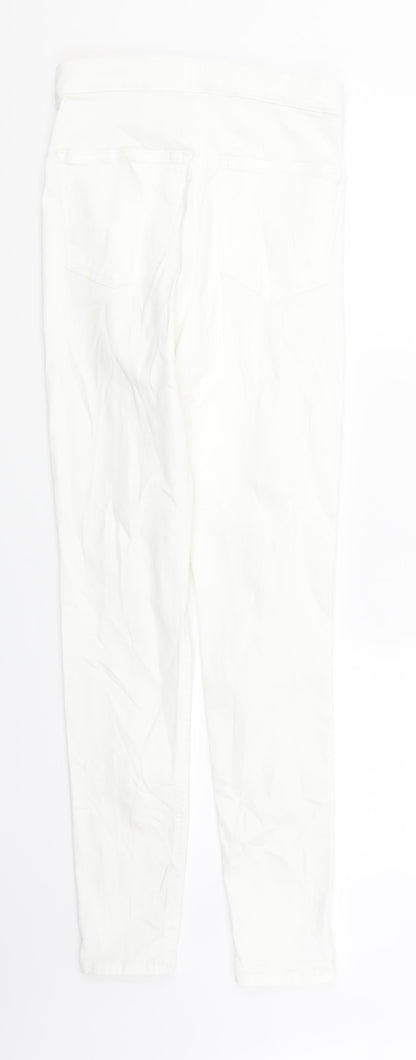 Topshop Womens White   Skinny Jeans Size 28 in L32 in - Ripped distressed Look