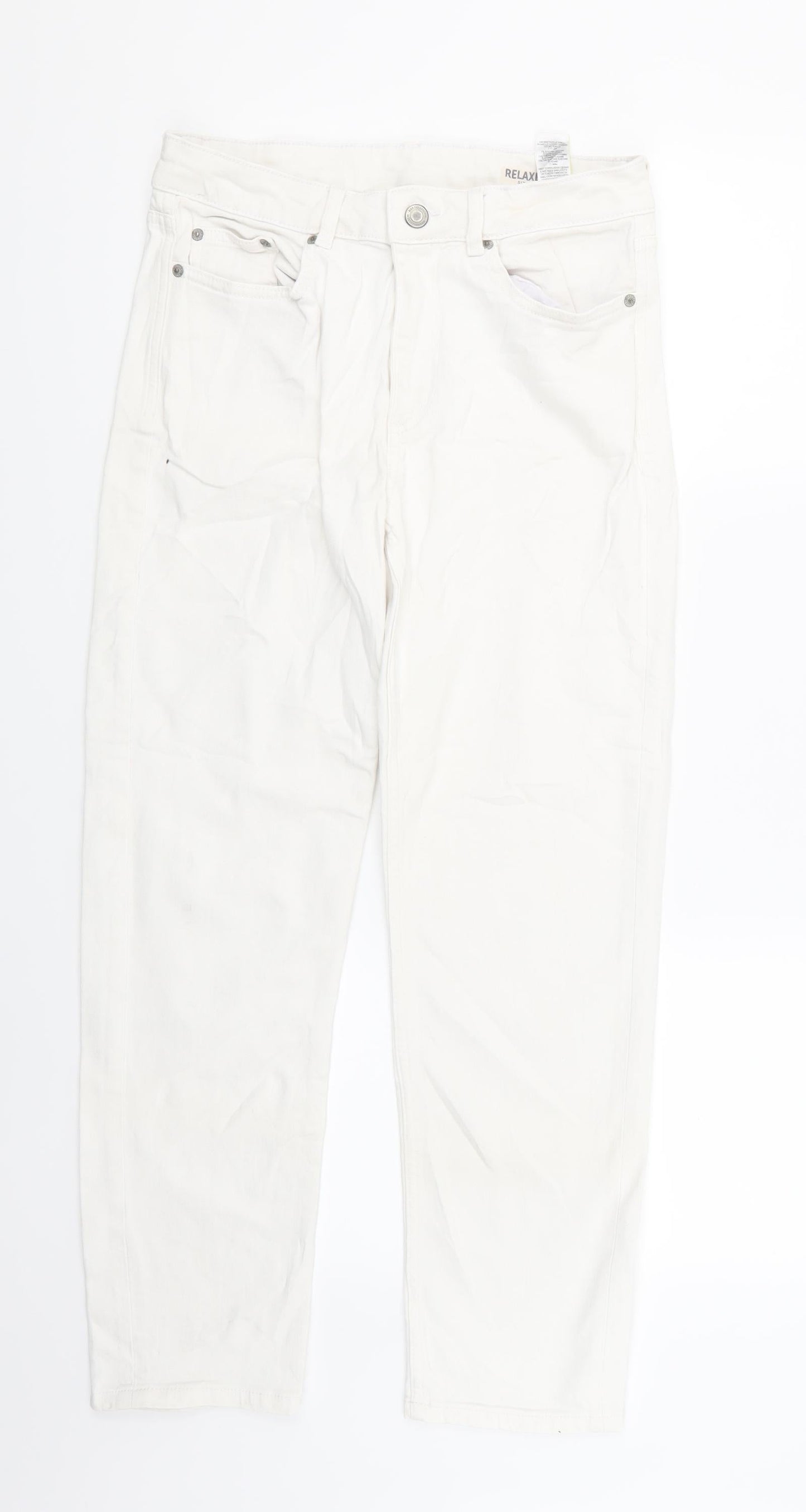 Womens UK Size 8 Marks and Spencer Regular Fit Straight White Jeans