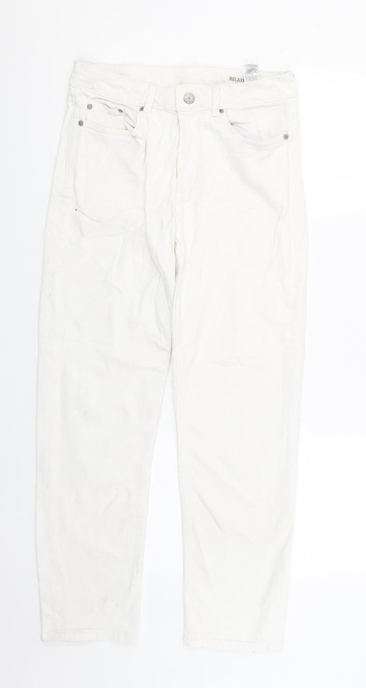 Womens UK Size 8 Marks and Spencer Regular Fit Straight White Jeans