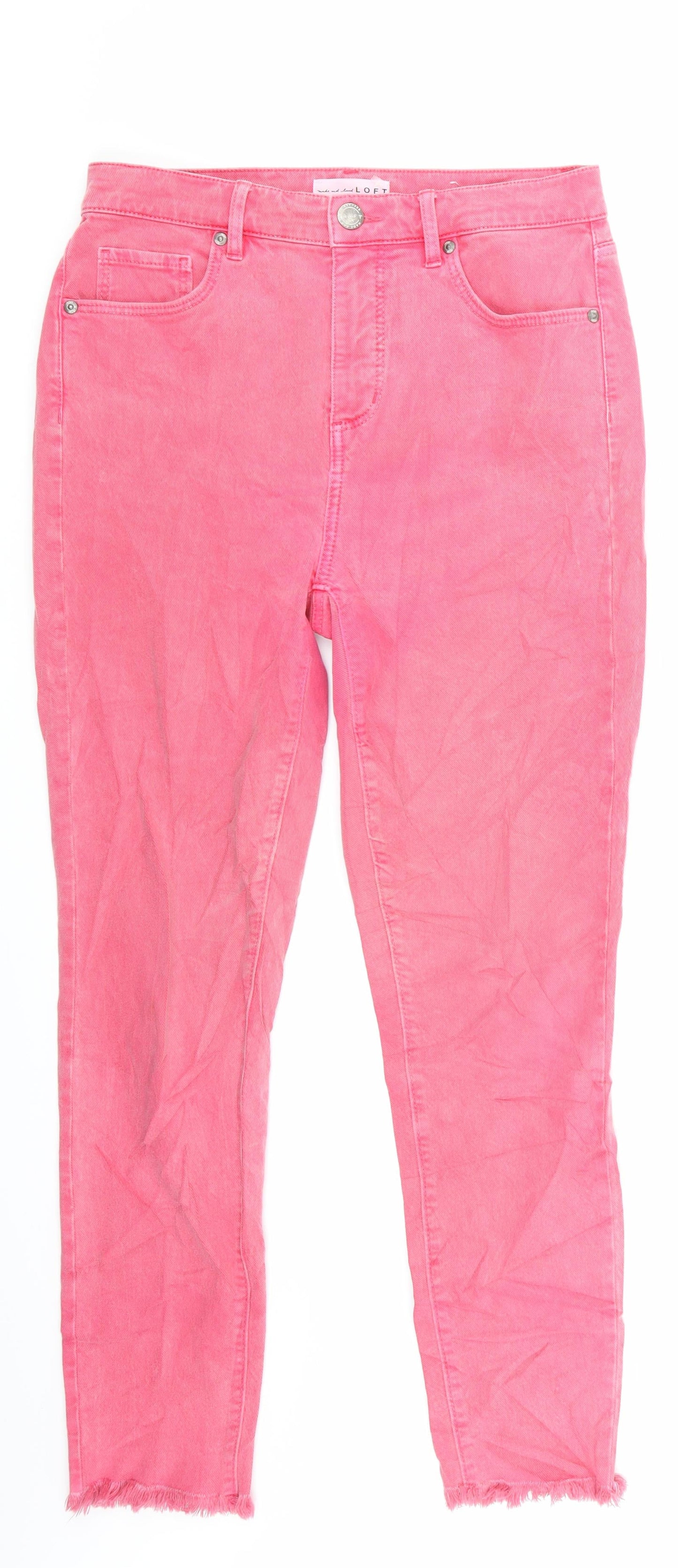 Womens UK Size 10 LOFT Regular Fit Skinny Pink Jeans