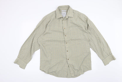 Mens UK Size 16 Preworn Yellow  Button-Up Long Sleeve Casual Shirt