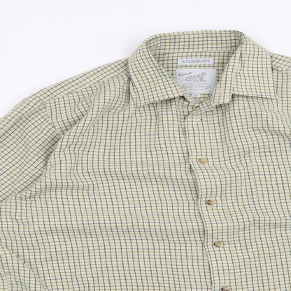 Mens UK Size 16 Preworn Yellow  Button-Up Long Sleeve Casual Shirt