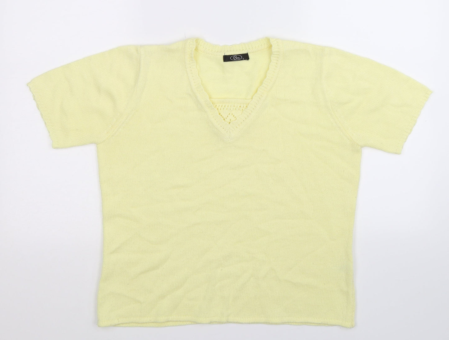 BM Womens Yellow  Knit Pullover Jumper Size S
