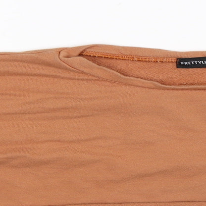 PRETTYLITTLETHING Womens Beige   Pullover Sweatshirt Size 8  - Cropped