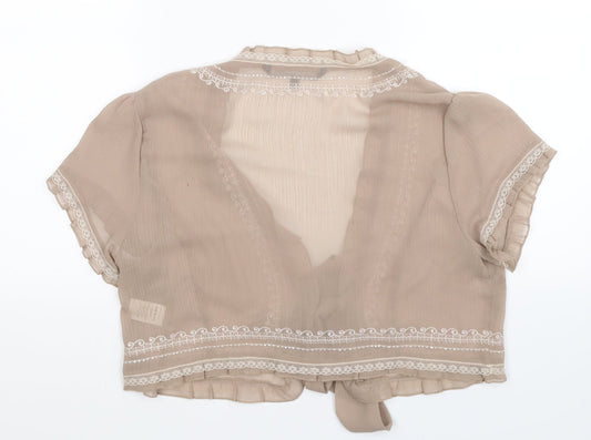 Womens UK Size 12 David Emanuel Beige Basic Blouse