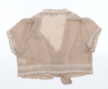 Womens UK Size 12 David Emanuel Beige Basic Blouse