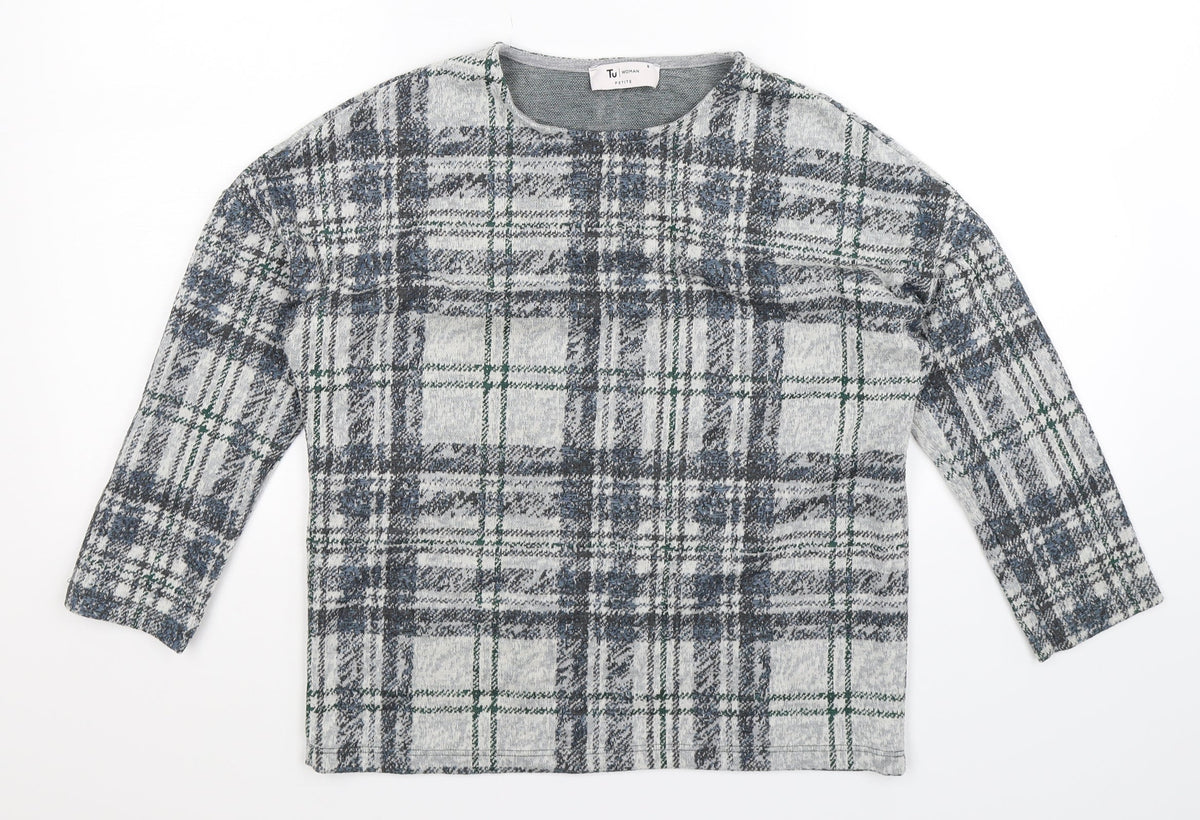 Tu Womens Grey Check  Pullover Jumper Size 8