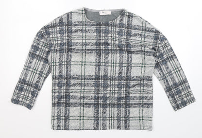 Tu Womens Grey Check  Pullover Jumper Size 8
