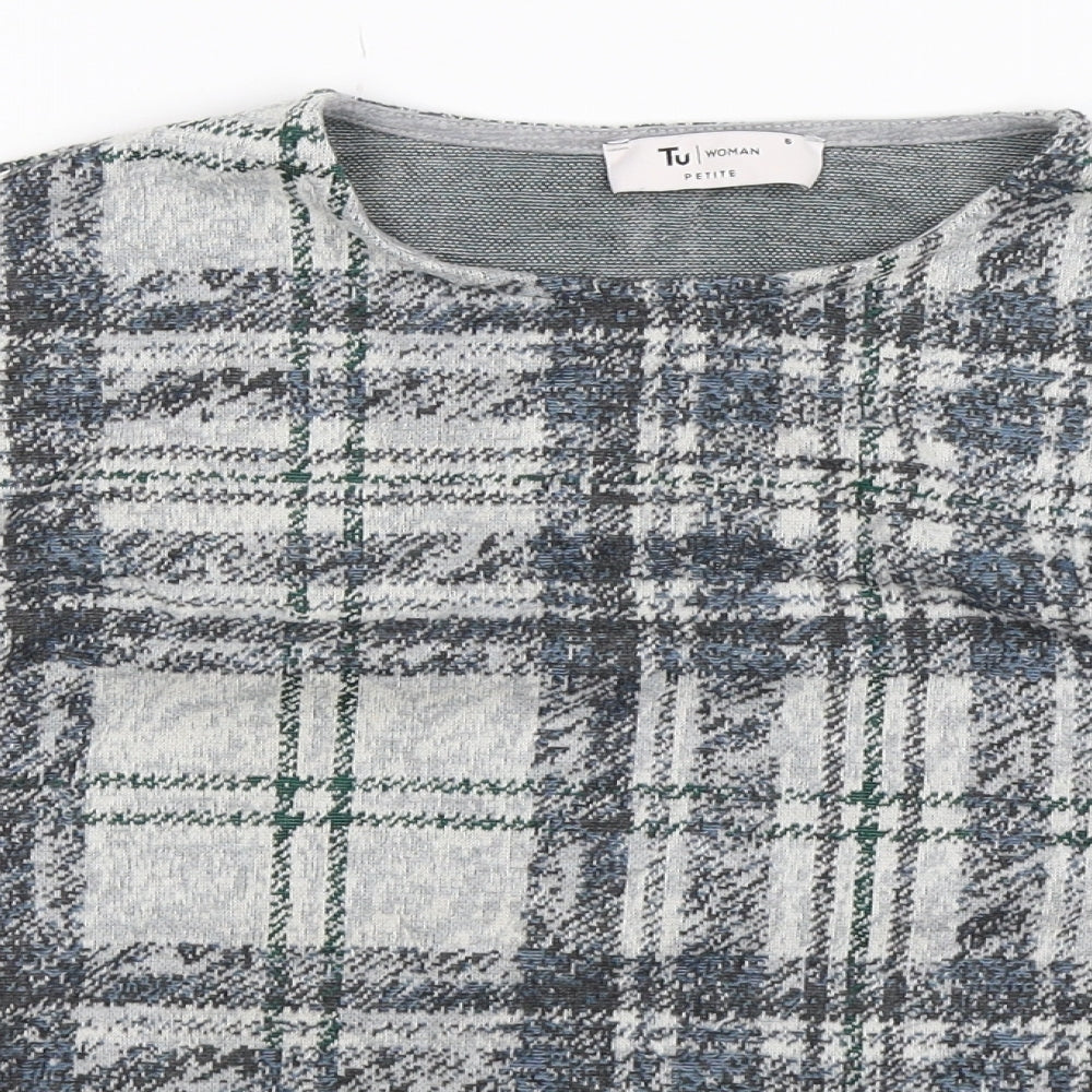 Tu Womens Grey Check  Pullover Jumper Size 8