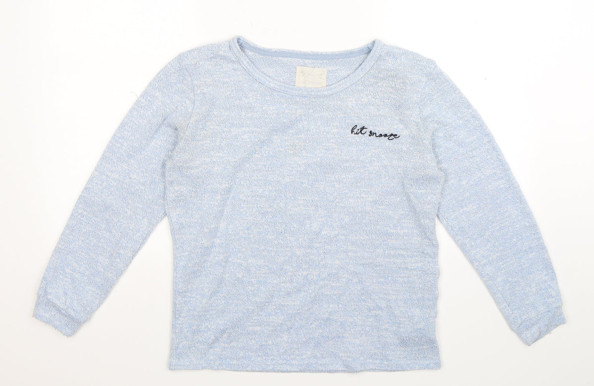 F&F Womens Blue Solid Knit Top Pyjama Top Size 14